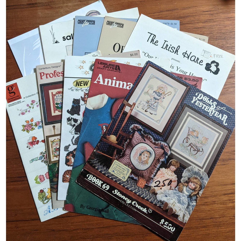 Lot of 10 Cross-Stitch Pattern Books Variety